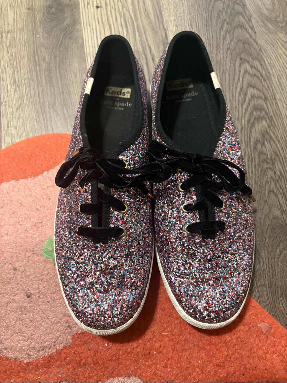 Keds Glitter Lace-Up Sneakers in Multicolor with Black Laces